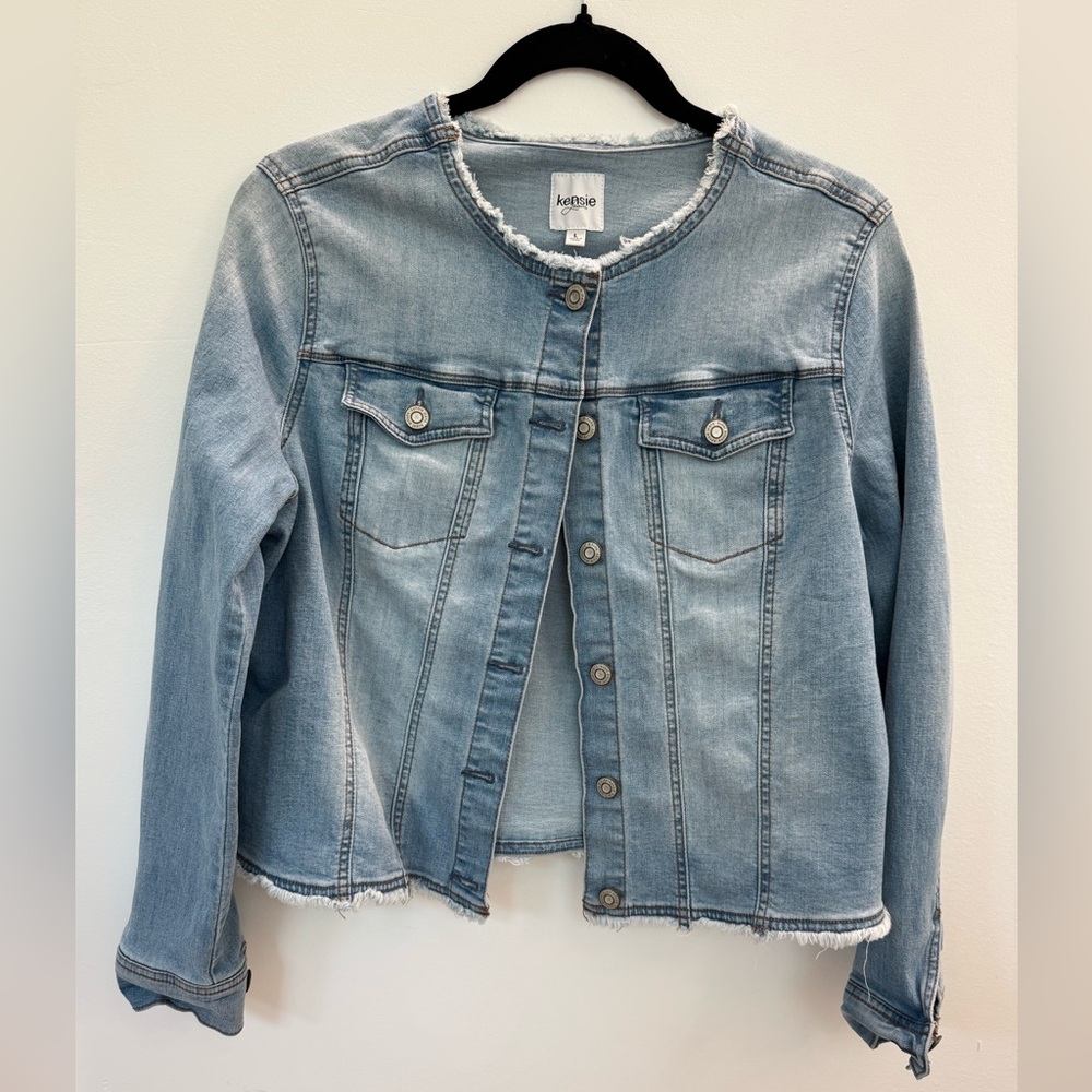Kensie Frayed Edge Denim Jacket